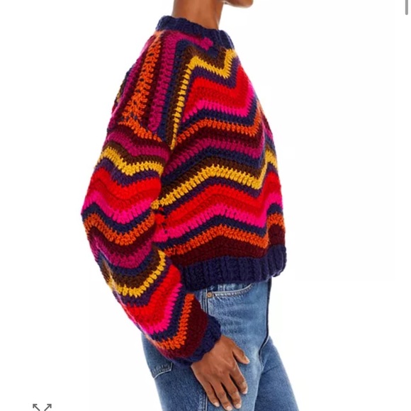 NWT FARM Rio Colorful Waves Crochet Sweater - Picture 5 of 15